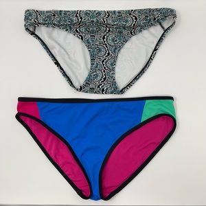 Urban Sea 2 Set Color Block and Elephant Print Bathing Suit Swim Bottoms Size XL
